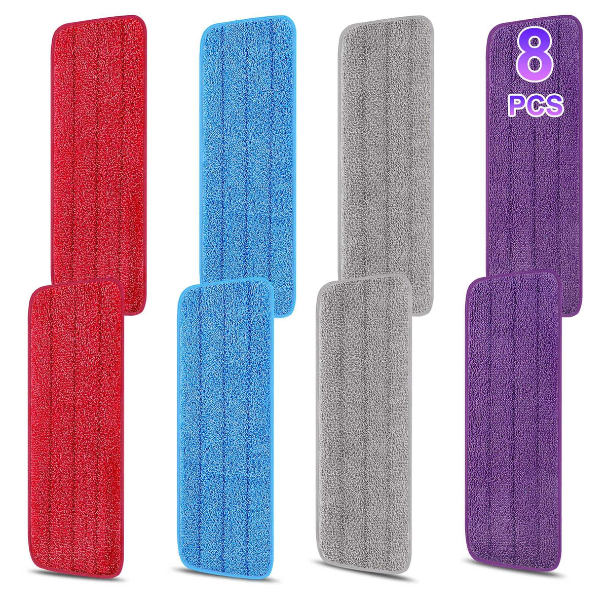 8 Pack 16.5 inch Reusable Mop Pads Microfiber Spray Mop Replacement Heads for Wet