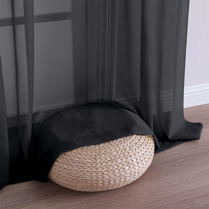 Extra Long Black Sheer Curtains 144 inch 2 Panels (2 Count)