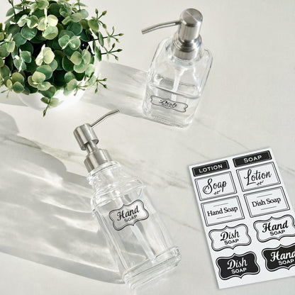 2Pack Hand&Dish Glass Soap Dispenser with Rust Proof Pump & Stickers (2 Count)