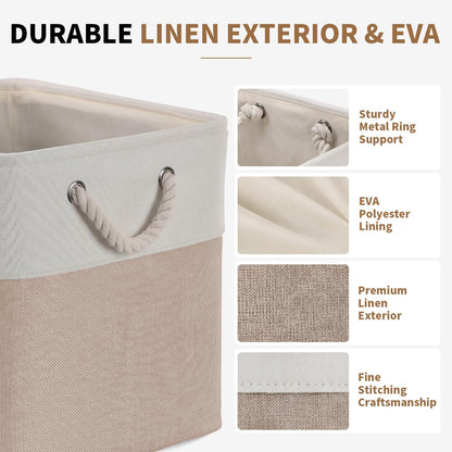 13×15×13 Inch Foldable Fabric Storage Basket with Handles (6 Count)