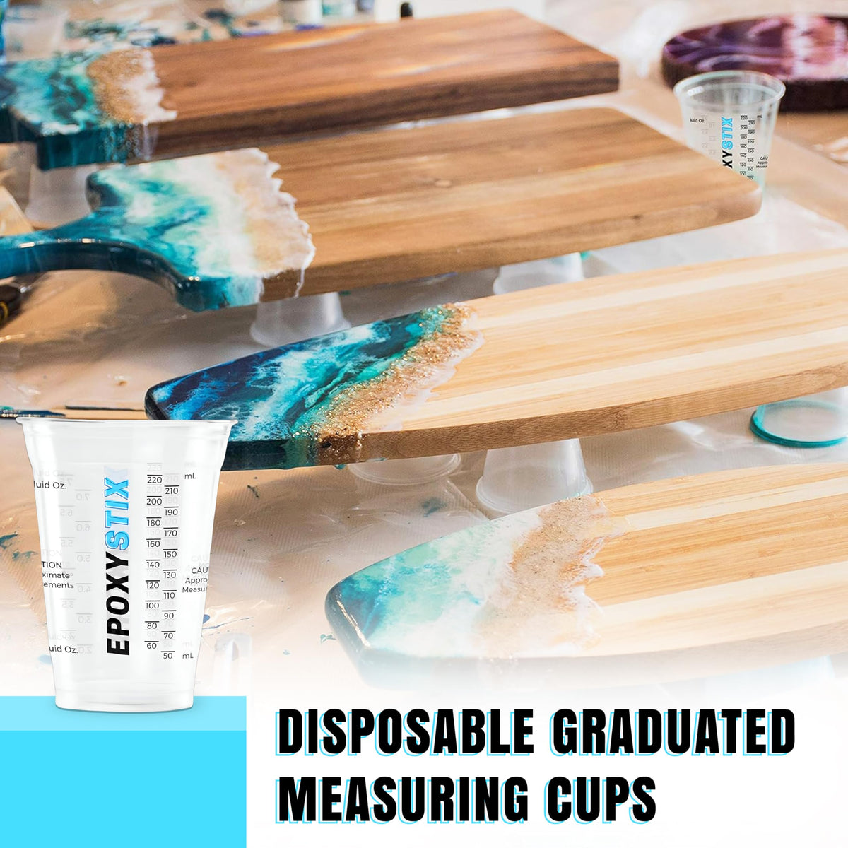 Case Pack 1000ct] 10oz Disposable Graduated Cups for Mixing Epoxy Resin