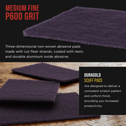 Premium 6" x 9" Purple Medium Fine 600 Grit General Purpose Scuff Pads (10 Count)