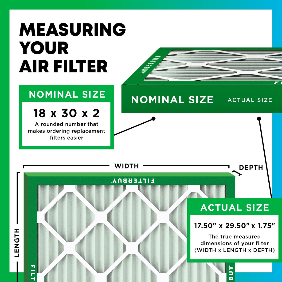 18x30x2 Air Filter MERV 8 Dust & Allergy Defense (6 Count)