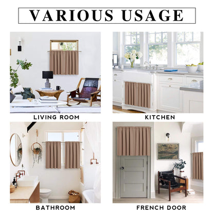 Basement Bathroom Kitchen Cafe Blackout Privacy Curtains 30 inches (2 Count)