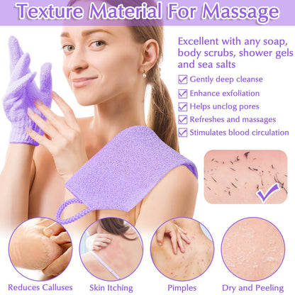 Exfoliating Back Scrubber Bath Gloves Set (3 Count)