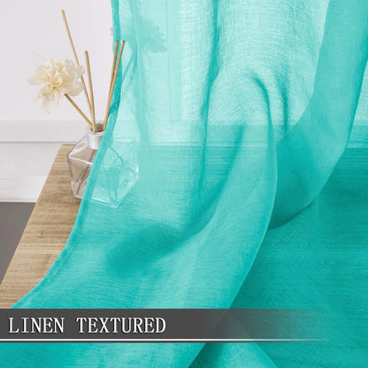 Sheer Tier Curtains Kitchen Linen Textured Half Curtain Sheers Light Filtering Rod Pocket Voile Bathroom Short Curtains for Farmhouse (2 Count)