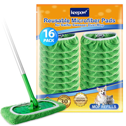 Reusable Wet Pads Compatible with Swiffer Sweeper Mop (16 Count)