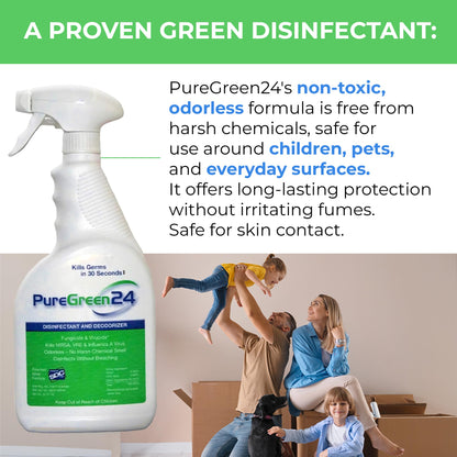 PureGreen24 Safe & Effective Disinfectant. Kills Deadly Germs including RSV COVID (256 Fl Oz)