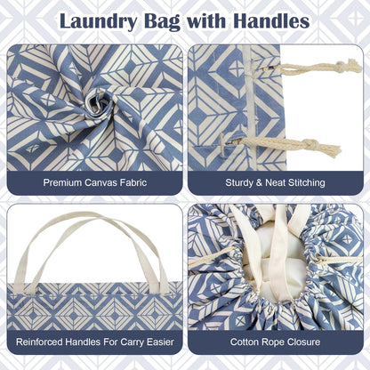 Canvas Laundry Bag with Handles & Drawstring