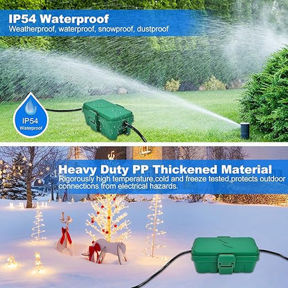 Hrensaw Small Weatherproof Electrical Connection Box(Inner 5.5 x 3 x 2.2inch),Outdoor Electrical Box,Waterproof Extension Cord Covers for Plug, Extension Cables, Holiday Lights,Green
