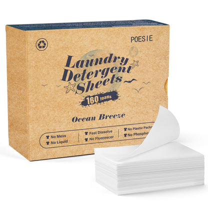Laundry Detergent Sheet Ocean Breeze Scent 160 Loads Portable Non (160 Count)
