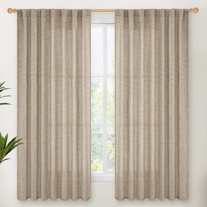 Oatmeal Linen Curtains 60 X 63 Inch Length (2 Count)