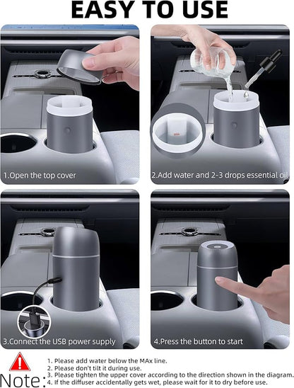 Portable Mini Ultrasonic Essential Oil Diffuser - 100ml USB Aromatherapy Humidifier with 7-Color LED Lights, Upgraded Aluminum Alloy Shell for Home, Office, Bedroom, Car & Small Spaces (Grey)