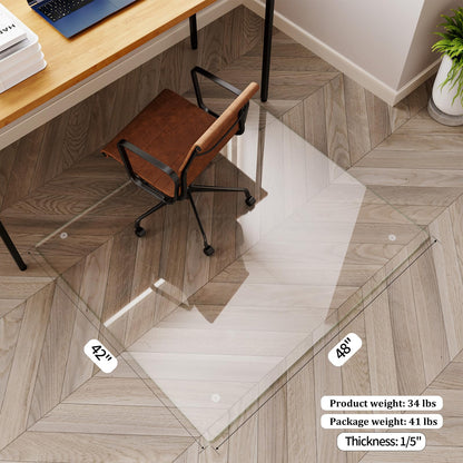 42" x 48" Office Chair Mat for Hardwood Floors & Carpets