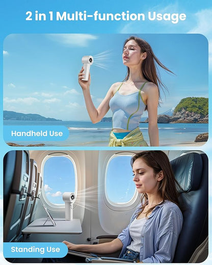 Gaiatop Portable Handheld Turbo Fan, 1-100 Adjustable High Speeds, 3-20Hrs Cooling Times, 4800mAh USB Rechargeable Portable Small Hand Fans with Lanyard for Outdoor, Travel, Home, Make Up, White