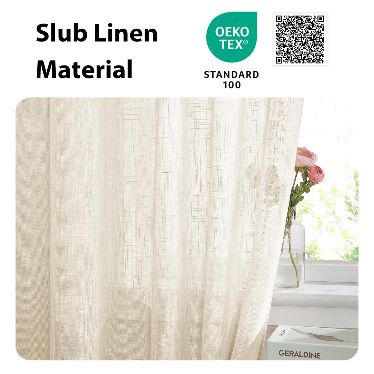 Door Panel Curtains Faux Linen French Curtain
