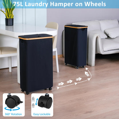Slim Laundry Basket with Wheels