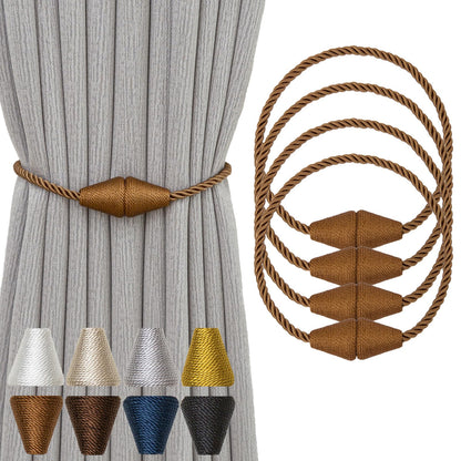 Magnetic Curtain Tiebacks 4 Pack Outdoor Rope Curtain Tie Backs Decorative Window Treatment Holdbacks for Home Decorative Curtain (4 Count)
