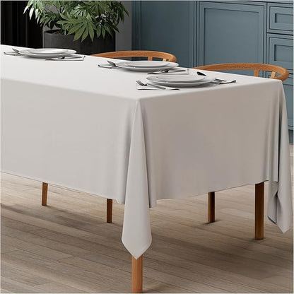 WEALUXE White Table Cloth for 6 Foot Rectangle Tables, 60x102 inches, Water, Stain and Wrinkle Resistant, 200 GSM Washable Poly Fabric Tablecloth Rectangular, Elegant and Durable
