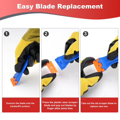 Razor Blade Scraper with 2 Pcs Plastic Scraper