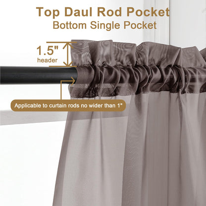 Sheer Chocolate Brown Curtains 90 inches Long 2 Panels (2 Count)