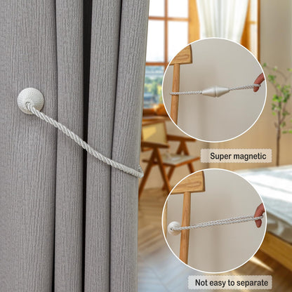 Magnetic Curtain Tiebacks 2 Pack Outdoor Rope Curtain Tie Backs Decorative Window Treatment Holdbacks for Home Decorative Curtain (2 Count)