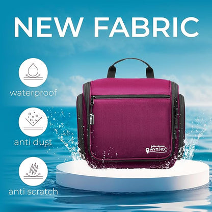Travel Toiletry Bag for Men and Women - (10.6”x10.6”x3.2”) Large Hanging Toiletry Organizer - Waterproof Hygiene Bag with Metal XXL Swivel Hook, with Sturdy Zippers and 19 Compartments for Toiletries