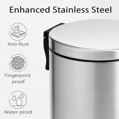 Small Bathroom Trash Can with Lid Soft Close