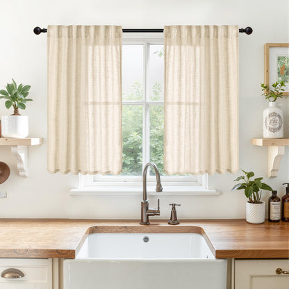 Burlap Natural Linen Curtains 40 Inch Length (2 Count)