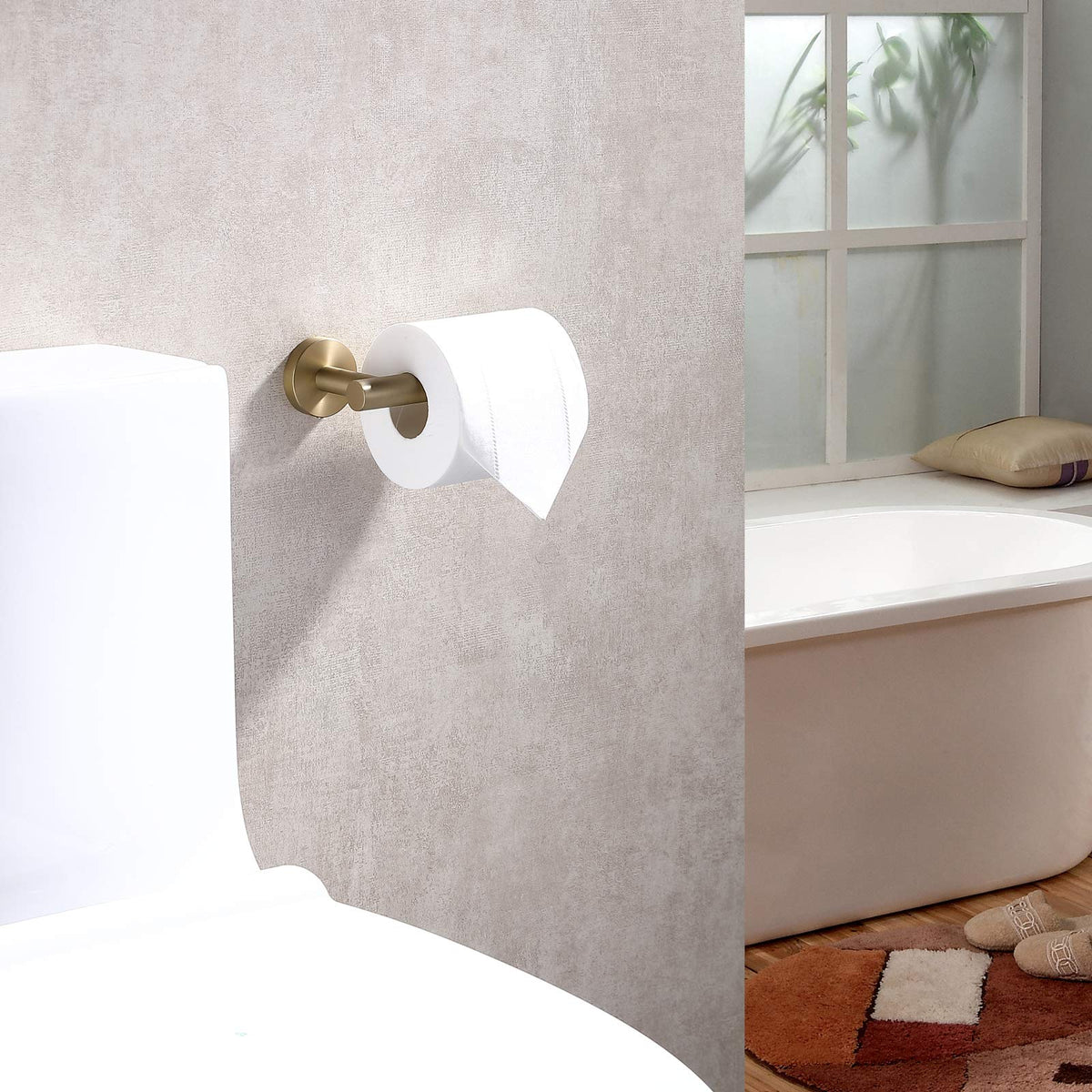 Toilet Paper Holder SUS304 Stainless Steel Round Size Brushed Gold 2 Pack (2 Count)