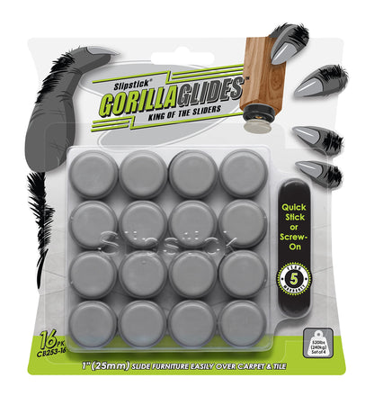 GorillaGlides 1 Inch Chair Sliders (16 Count)