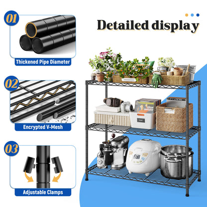 36.4"W 3 Tier Metal Shelving (2 Count)