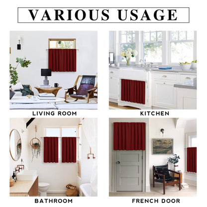 Short Blackout Privacy Curtains 30 inch Long for Bathroom Window (2 Count)