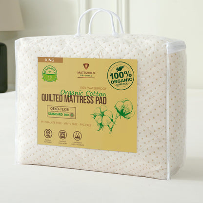 Luxury Quilted Organic Cotton Mattress Protector King Size