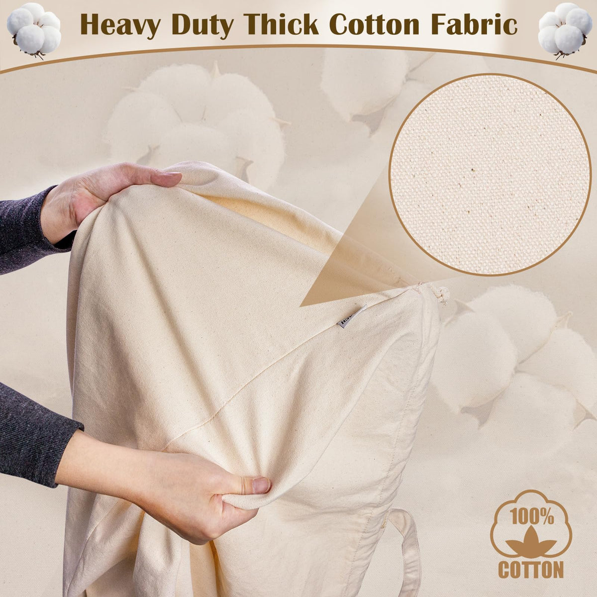 Cotton Canvas Laundry Bag with Handles & Drawstring