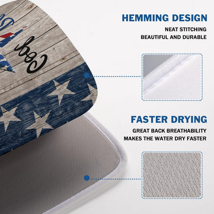 4th of July Dish Drying Mat 18x24 Inch Patriotic God Bless America Memorial Kitchen Mats Independence Day Absorbent Dishes Pad for Kitchen Counter USA Star Drying Mat Home Decor for Countertop