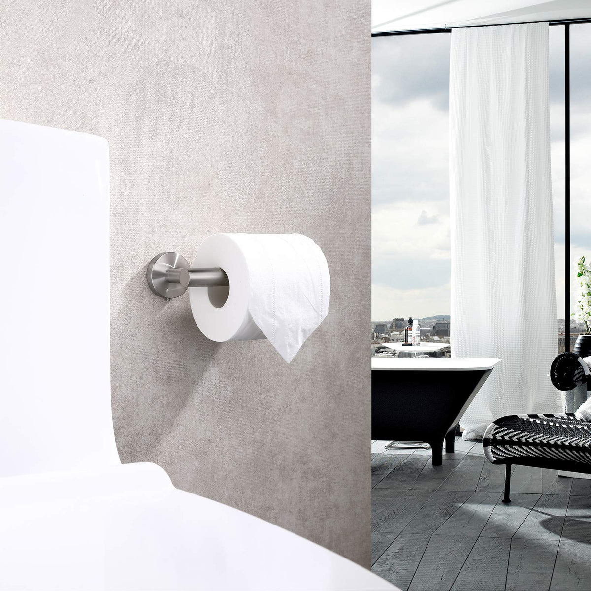 Toilet Paper Holder SUS304 Stainless Steel Round Size Brushed Nickel 2 Pack (2 Count)