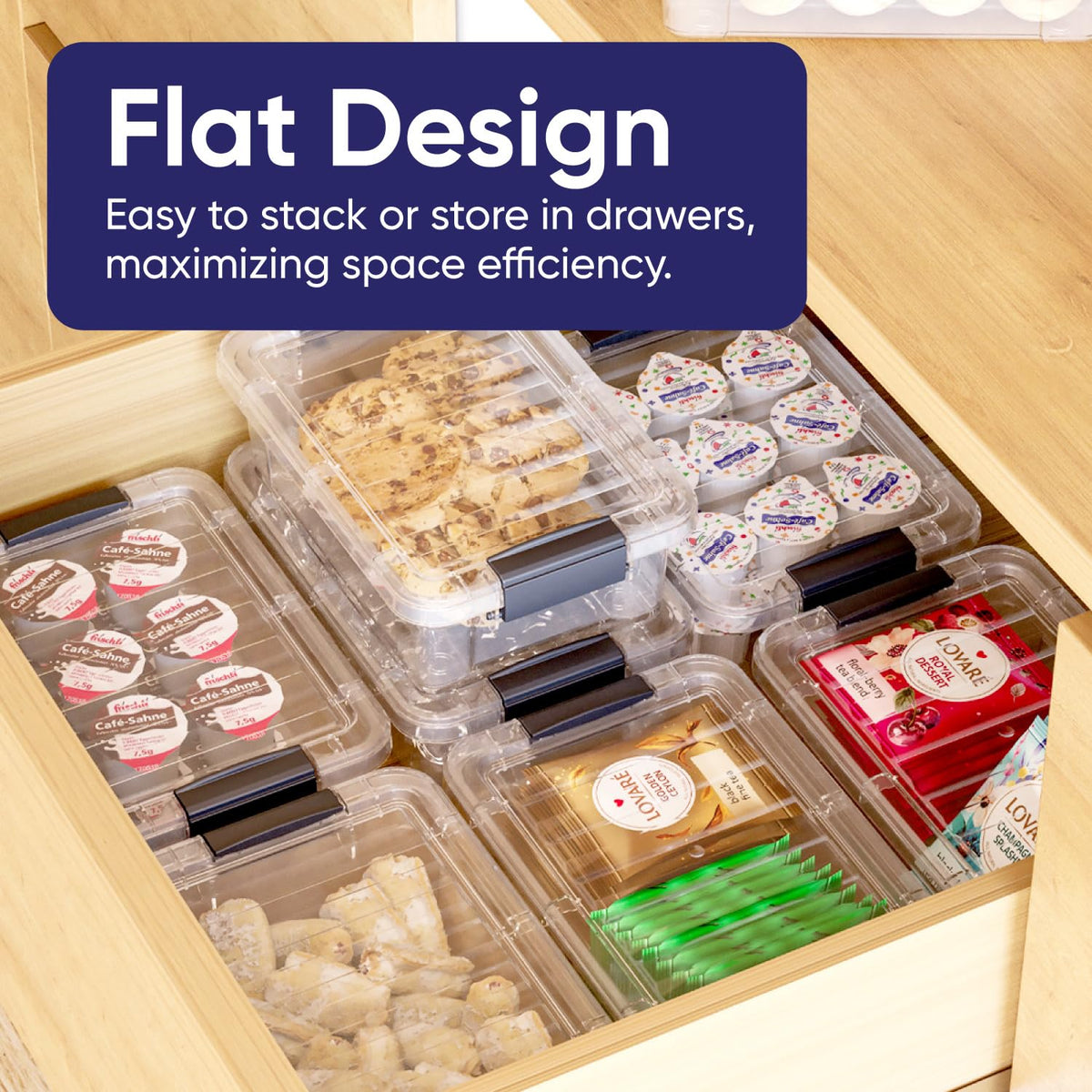 0.7 Quart Mini Clear Plastic Storage Container with Lid (2 Count)