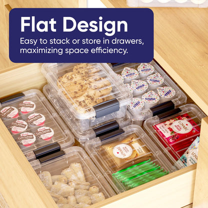 0.7 Quart Mini Clear Plastic Storage Container with Lid (2 Count)