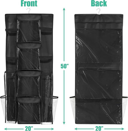 Simple Houseware Double-Sided Hanging Gift Wrap Organizer Storage Pockets, Black (Set of 1)