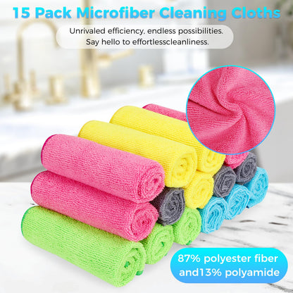 15pcs Microfiber Cleaning Cloth Lint Free (15 Count)
