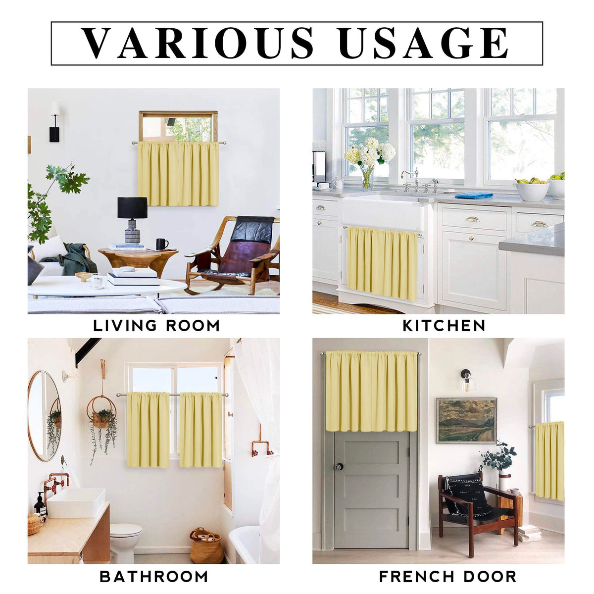 Small Window Curtains 45 inches Length for Kitchen Cafe Bathroom