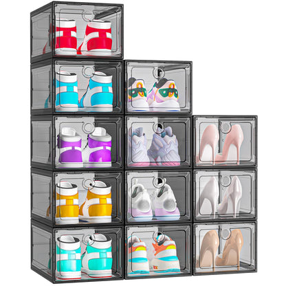 12 Pack Shoe Storage Boxes Clear Magnetic Stackable (12 Count)