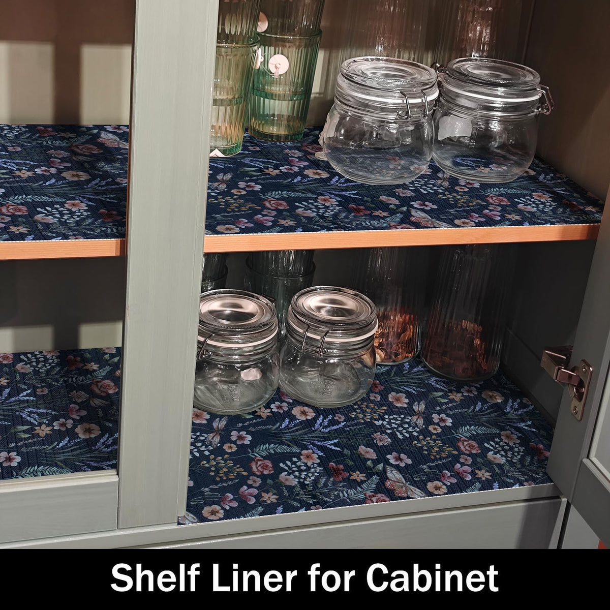 16IN x 10FT Dark Blue Butterfly Shelf Drawer Liner for Kitchen