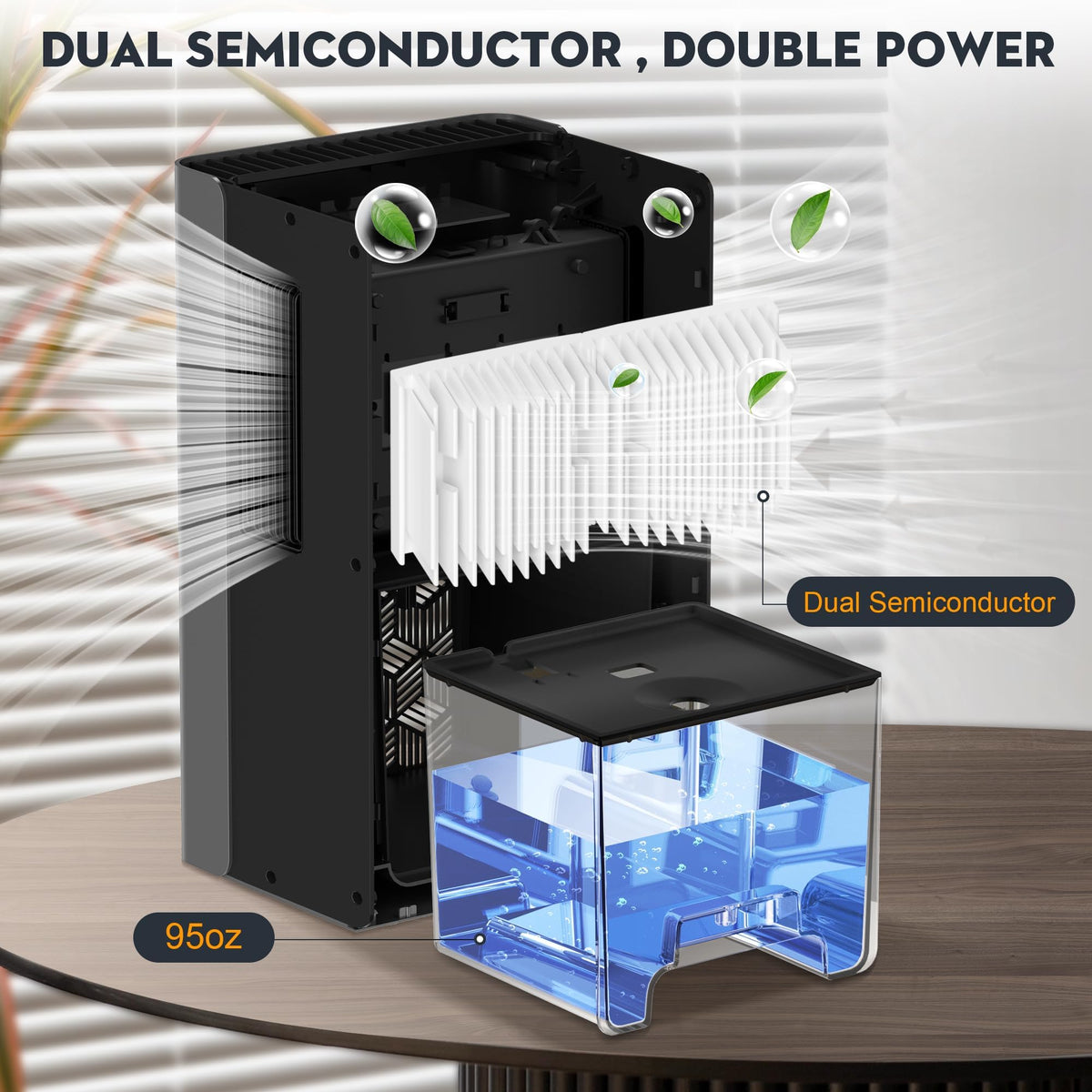 Dehumidifier 1000 Sq Ft 95 oz Tank with Sleep Mode