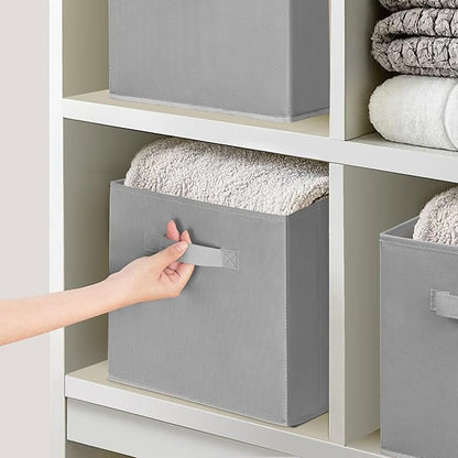 11 Inch Fabric Storage Bins, Storage Cubes, Collapsible Cube Storage Box, Fabric Closet Organizers with Handle for Home, Office, Shelf, Closets, Bedroom, Living Room, Grey, 36 Pack
