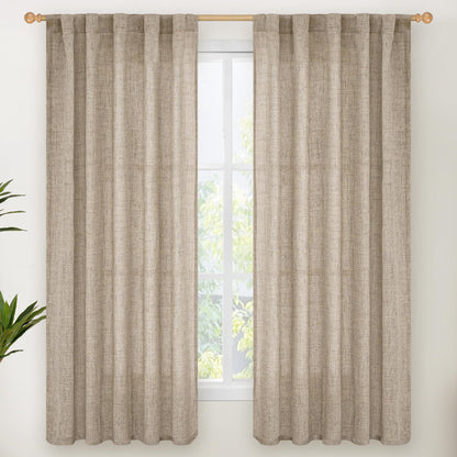 Oatmeal Linen Semi Sheer Curtains 38 X 63 Inch Length 2 Panels (2 Count)