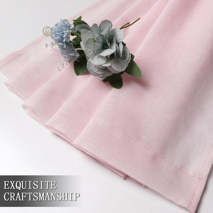 Short Sheer Curtains Living Room Linen Textured Curtain Sheers Light Filtering Voile Rod Pocket Curtains for Bedroom (2 Count)