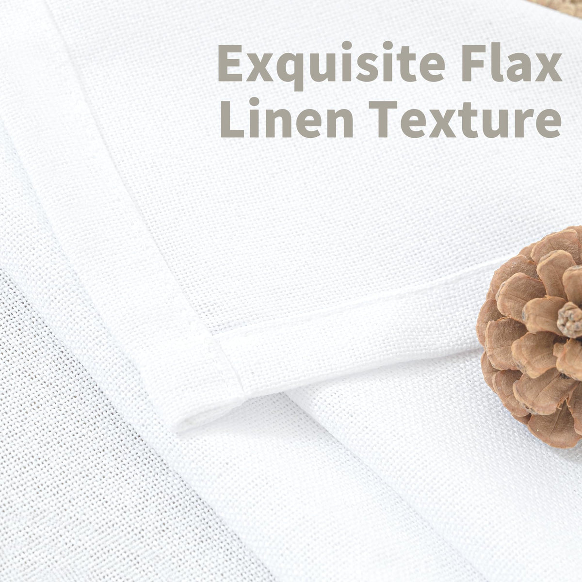 White Linen Curtains 52 X 63 Inch Length 2 Panels for Living Room (2 Count)