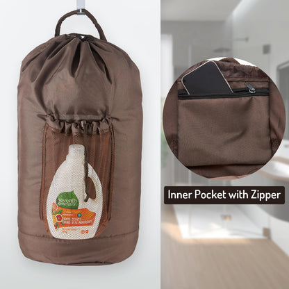 Large Laundry Backpack Bag with Detergent Holder and Adjustable Shoulder Straps